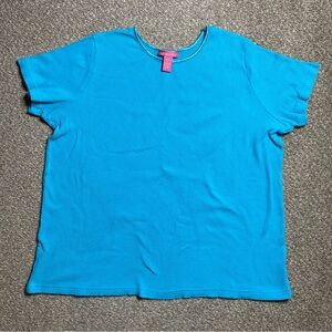 Women’s Shirt Woman Within Waffle Style Light Blue T Shirt Size 3X Short Sleeve